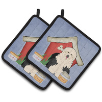 "Caroline's Treasures Dog House Collection Old English Sheepdog Pair of Pot Holders BB2850PTHD, 7.5HX7.5W, Multicolor"