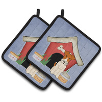 "Caroline's Treasures Dog House Collection Wire Fox Terrier Pair of Pot Holders BB2855PTHD, 7.5HX7.5W, Multicolor"