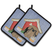 "Caroline's Treasures Dog House Collection Pekingnese Tan Pair of Pot Holders BB2856PTHD, 7.5HX7.5W, Multicolor"