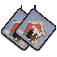 "Caroline's Treasures Dog House Collection Chinese Crested Cream Pair of Pot Holders BB2867PTHD, 7.5HX7.5W, Multicolor"