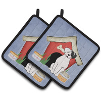 "Caroline's Treasures Dog House Collection White Boxer Cooper Pair of Pot Holders BB2868PTHD, 7.5HX7.5W, Multicolor"