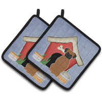 "Caroline's Treasures Dog House Collection Brindle Boxer Pair of Pot Holders BB2871PTHD, 7.5HX7.5W, Multicolor"