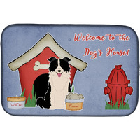 "Caroline's Treasures Dog House Collection Border Collie Black White Dish Drying Mat, 14"" x 21"""