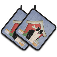 "Caroline's Treasures Dog House Collection Border Collie black White Pair of Pot Holders BB2872PTHD, 7.5HX7.5W, Multicolor"