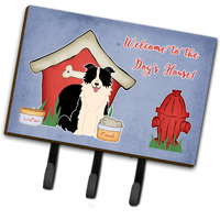 "Caroline's Treasures Dog House Collection Border Collie Black White Leash or Key Holder BB2872TH68, Triple, Multicolor"