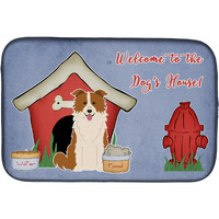 "Caroline's Treasures Dog House Collection Border Collie Red White Dish Drying Mat, 14"" x 21"""