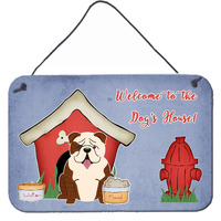 "Caroline's Treasures Dog House Collection English Bulldog Brindle White Wall or Door Hanging Prints BB2875DS812, 8HX12W, Multicolor"