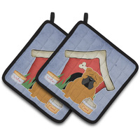 "Caroline's Treasures Dog House Collection English Bulldog Red Pair of Pot Holders BB2876PTHD, 7.5HX7.5W, Multicolor"