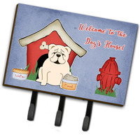 "Caroline's Treasures Dog House Collection English Bulldog White Leash or Key Holder BB2877TH68, Triple"