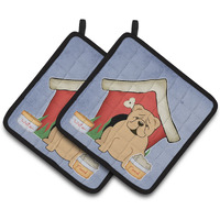 "Caroline's Treasures Dog House Collection English Bulldog Fawn Pair of Pot Holders BB2878PTHD, 7.5HX7.5W, Multicolor"