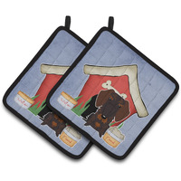 "Caroline's Treasures Dog House Collection Wire Haired Dachshund Chocolate Pair of Pot Holders BB2883PTHD, 7.5HX7.5W, Multicolor"