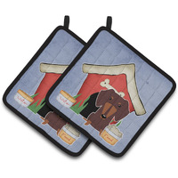 "Caroline's Treasures Dog House Collection Dachshund Chocolate Pair of Pot Holders BB2885PTHD, 7.5HX7.5W, Multicolor"