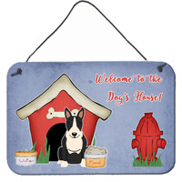 "Caroline's Treasures Dog House Collection Bull Terrier Black White Wall or Door Hanging Prints BB2887DS812, 8HX12W"