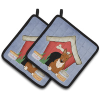"Caroline's Treasures Dog House Collection Bull Terrier Red Pair of Pot Holders BB2888PTHD, 7.5HX7.5W, Multicolor"