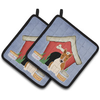 "Caroline's Treasures Dog House Collection Bull Terrier Red White Pair of Pot Holders BB2889PTHD, 7.5HX7.5W, Multicolor"