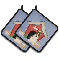 "Caroline's Treasures Dog House Collection Bull Terrier Dark Brindle Pair of Pot Holders BB2890PTHD, 7.5HX7.5W, Multicolor"