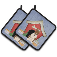 "Caroline's Treasures Dog House Collection Bull Terrier Brindle Pair of Pot Holders BB2891PTHD, 7.5HX7.5W, Multicolor"