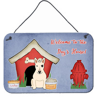 "Caroline's Treasures Dog House Collection Bull Terrier White Wall or Door Hanging Prints BB2892DS812, 8HX12W"