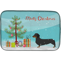 "Caroline's Treasures Dachshund Merry Christmas Tree Dish Drying Mat, 14"" x 21"""
