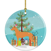 "Caroline's Treasures Pharaoh Hound Merry Christmas Tree Ceramic Ornament, Multicolor"