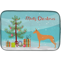 "Caroline's Treasures Pharaoh Hound Merry Christmas Tree Dish Drying Mat, 14"" x 21"", Multicolor"