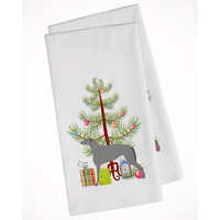 Scottish Deerhound Merry Christmas Tree White Kitchen Towel Set of 2