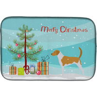 "Caroline's Treasures American Foxhound Merry Christmas Tree Dish Drying Mat, 14"" x 21"""