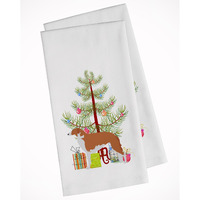 Borzoi Russian Greyhound Merry Christmas Tree White Kitchen Towel Set of 2
