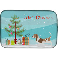 "Caroline's Treasures Basset Hound Merry Christmas Tree Dish Drying Mat, 14"" x 21"""