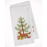Golden Retriever Merry Christmas Tree White Kitchen Towel Set of 2
