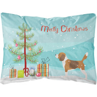 "Caroline's Treasures BB2928PW1216 Beagle Merry Christmas Tree Canvas Fabric Decorative Pillow, 12"" x 16"", Multicolor"