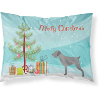 "Caroline's Treasures German Wirehaired Pointer Merry Christmas Tree Fabric Standard Pillowcase BB2929PILLOWCASE, Multicolor"