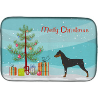 "Caroline's Treasures German Pinscher Merry Christmas Tree Dish Drying Mat, 14"" x 21"""