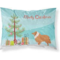 Caroline's Treasures Christmas Tree Collie Dog Merry Fabric Standard Pillowcase BB2934PILLOWCASE
