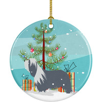 "Caroline's Treasures Bearded Collie Dog Merry Christmas Tree Ceramic Ornament, Multicolor"