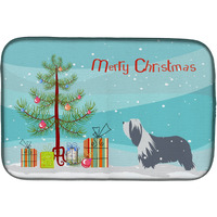 "Caroline's Treasures Bearded Collie Dog Merry Christmas Tree Dish Drying Mat, 14"" x 21"""