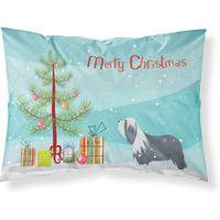 Caroline's Treasures Christmas Tree Bearded Collie Dog Merry Fabric Standard Pillowcase BB2935PILLOWCASE