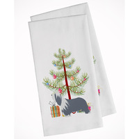 Bearded Collie Dog Merry Christmas Tree White Kitchen Towel Set of 2