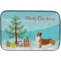"Caroline's Treasures Corgi Merry Christmas Tree Dish Drying Mat, 14"" x 21"", Multicolor"