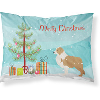 Caroline's Treasures Christmas Tree Red Border Collie Merry Fabric Standard Pillowcase BB2940PILLOWCASE