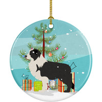 "Caroline's Treasures Black Border Collie Merry Christmas Tree Ceramic Ornament, Multicolor"