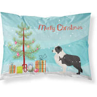 Caroline's Treasures Christmas Tree Black Border Collie Merry Fabric Standard Pillowcase BB2941PILLOWCASE