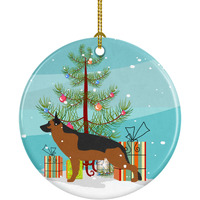 "Caroline's Treasures German Shepherd Merry Christmas Tree Ceramic Ornament, Multicolor"