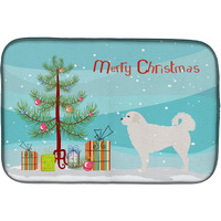 "Caroline's Treasures Polish Tetra Sheepdog Merry Christmas Tree Dish Drying Mat, 14 X 21"