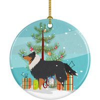 "Caroline's Treasures Sheltie/Shetland Sheepdog Merry Christmas Tree Ceramic Ornament, Multicolor"
