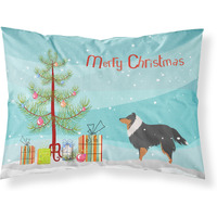 Caroline's Treasures Christmas Tree Sheltie/Shetland Sheepdog Merry Fabric Standard Pillowcase BB2948PILLOWCASE