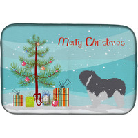 "Caroline's Treasures Polish Lowland Sheepdog Dog Merry Christmas Tree Dish Drying Mat, 14"" x 21"", Multicolor"