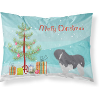 "Caroline's Treasures Polish Lowland Sheepdog Dog Merry Christmas Tree Fabric Standard Pillowcase BB2950PILLOWCASE, Multicolor"