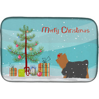 "Caroline's Treasures Yorkshire Terrier Yorkie Merry Christmas Tree Dish Drying Mat, 14 x 21"