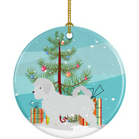 "Caroline's Treasures Maltese Merry Christmas Tree Ceramic Ornament, Multicolor"